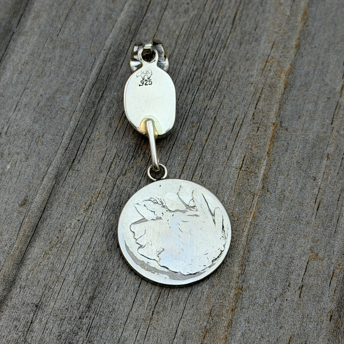 Buffalo nickel coin turquoise pendant Sharon McCarthy Navajo PD2