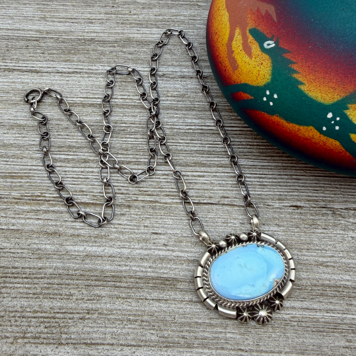 Golden Hills turquoise station necklace Sterling Silver Navajo Samuel Yellowhair NK33