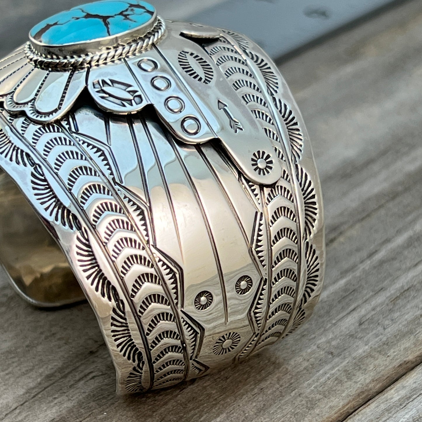 Thunderbird Cuff Bracelet Turquoise Evelyn Bahe Navajo Sterling silver 510
