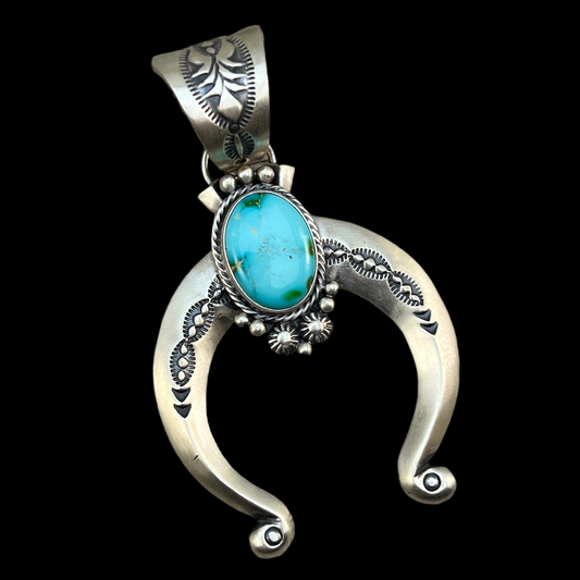 Sonoran Gold Turquoise Naja Pendant Samuel Yellowhair Sterling Silver 607