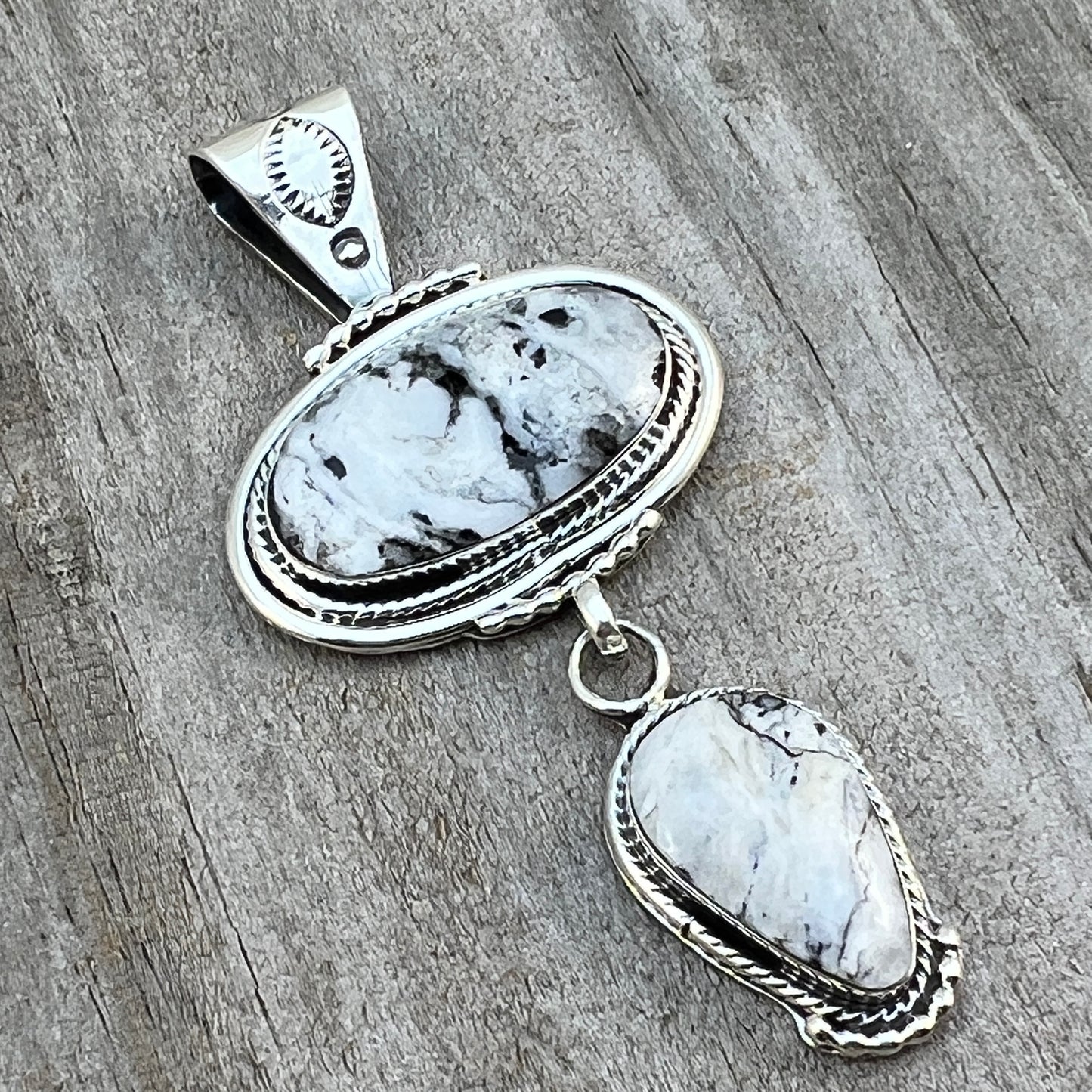 White Buffalo Pendant Sterling silver Navajo Handmade Mike Smith 522