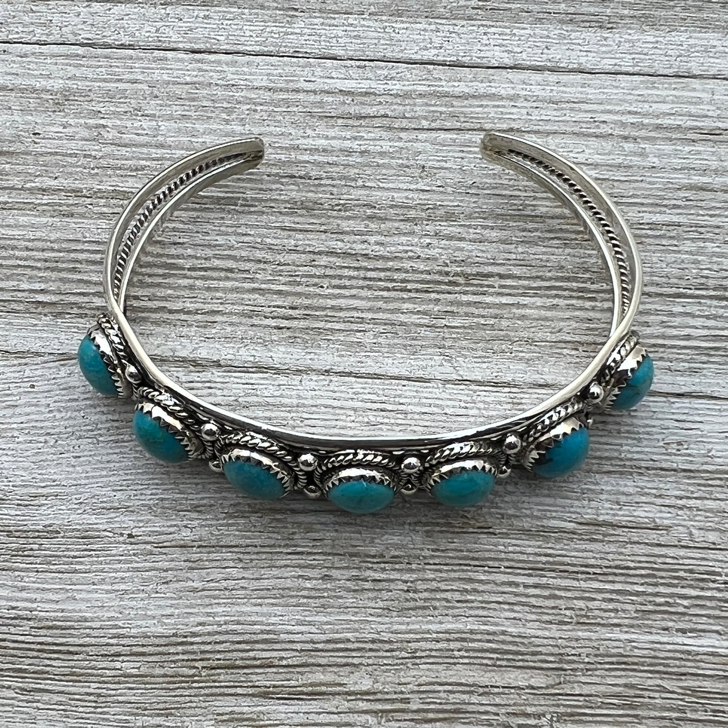 6 3/4" Campitos Turquoise Cuff Bracelet Sterling Silver Verley Betone BR42