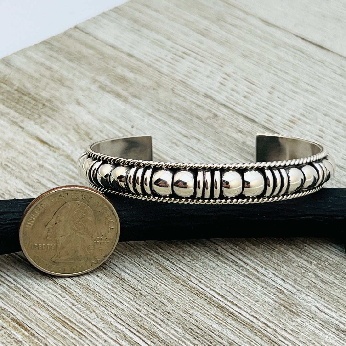 6 1/2" All Silver modern Narrow Cuff Bracelet Thomas Charley Sterling Stackable BR31