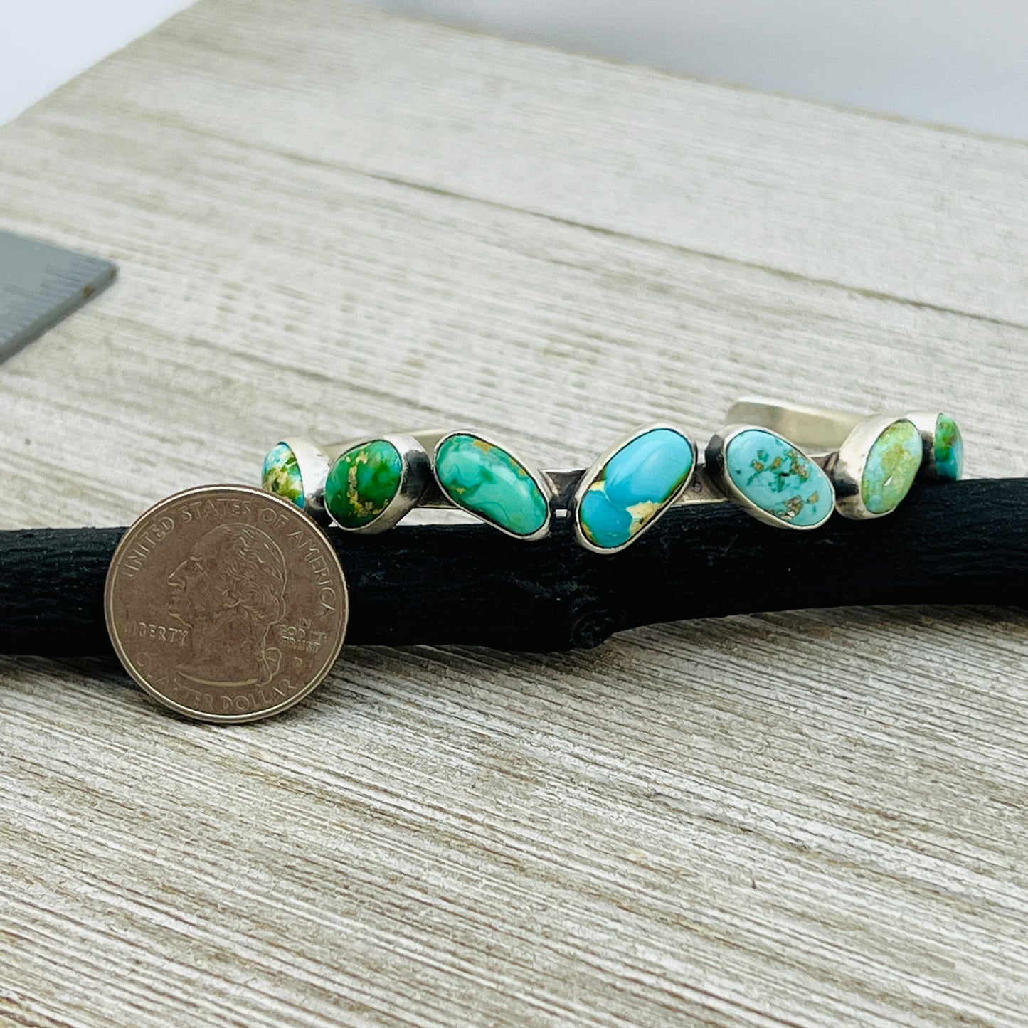 6 1/2" Sonoran Gold polychrome Turquoise cuff bracelet sterling silver Verley Betone BR20
