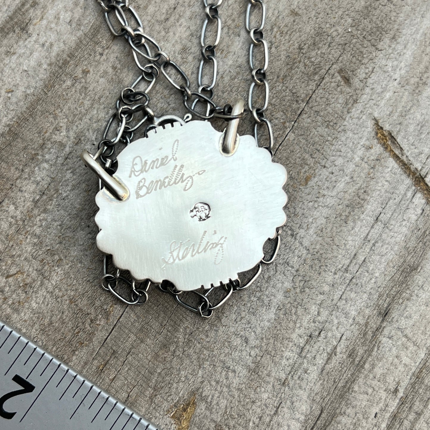 18" Kingman Spiderweb Turquoise Necklace Sterling silver Navajo Daniel Benally 606