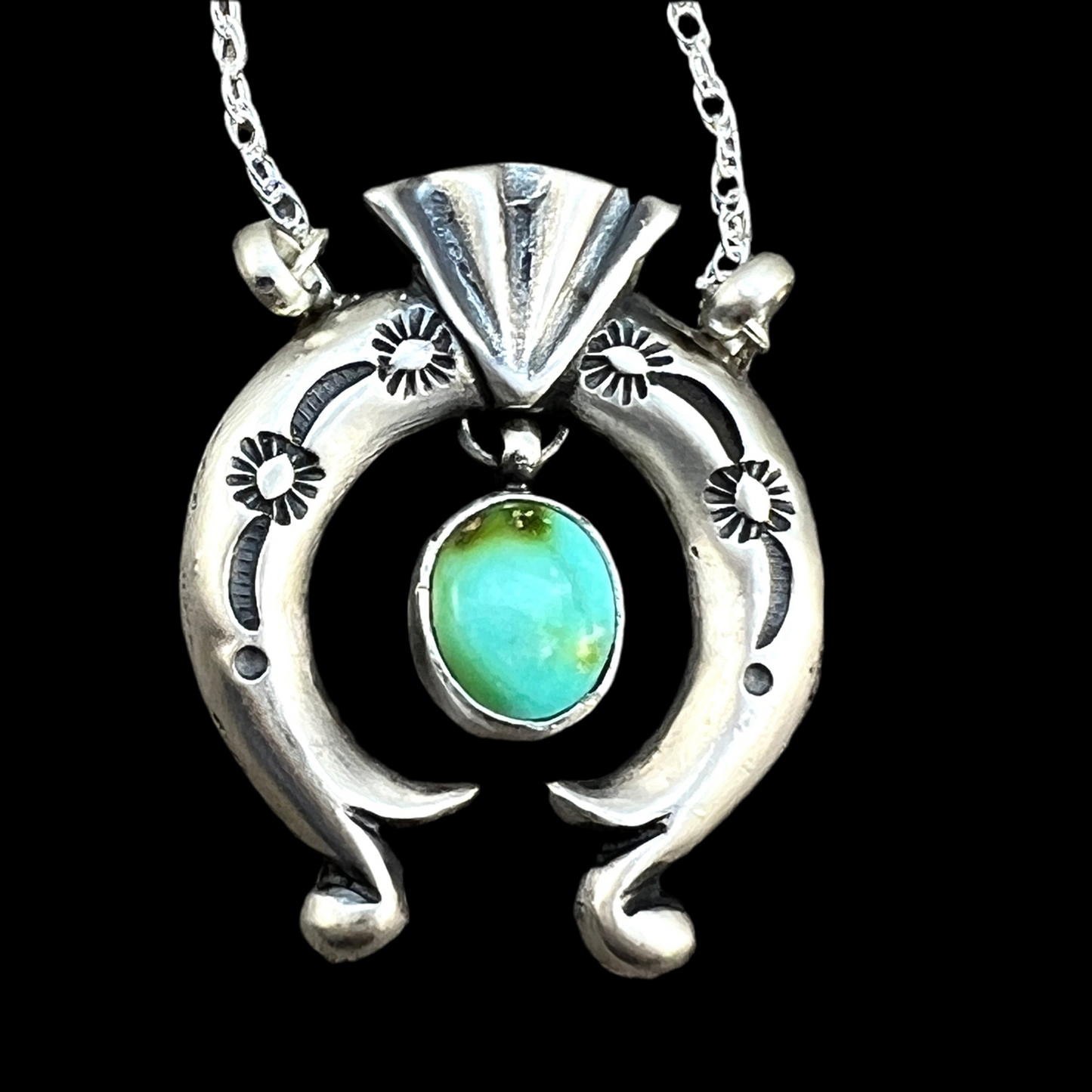 18 1/2" Sonoran Turquoise Naja Necklace Sterling silver Navajo Verley Betone 650
