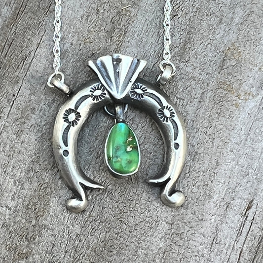19" Sonoran Turquoise Naja Necklace Sterling silver Navajo Gary Shorty 567