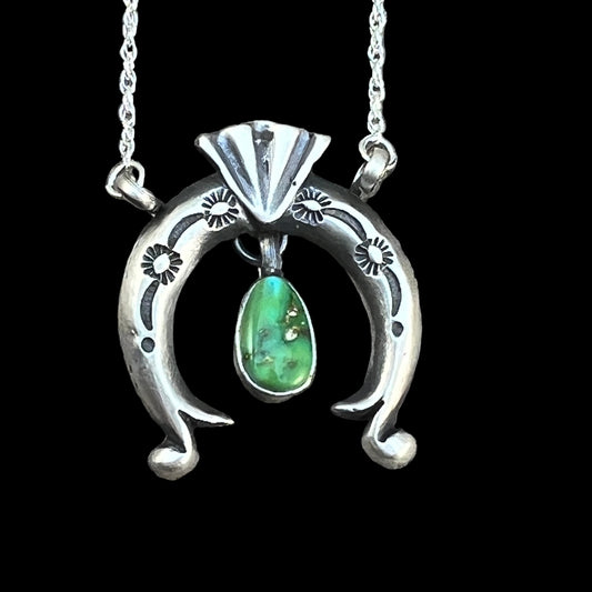 19" Sonoran Turquoise Naja Necklace Sterling silver Navajo Gary Shorty 567