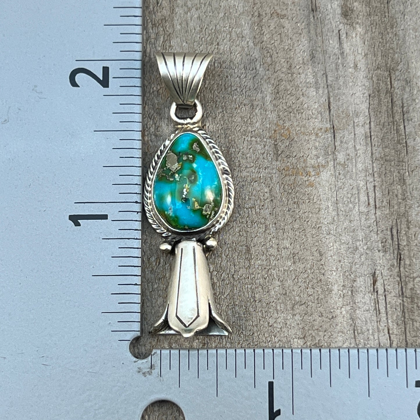 Sonoran Gold Turquoise Squash Blossom Pendant Adrienne Gordon Sterling Silver 503