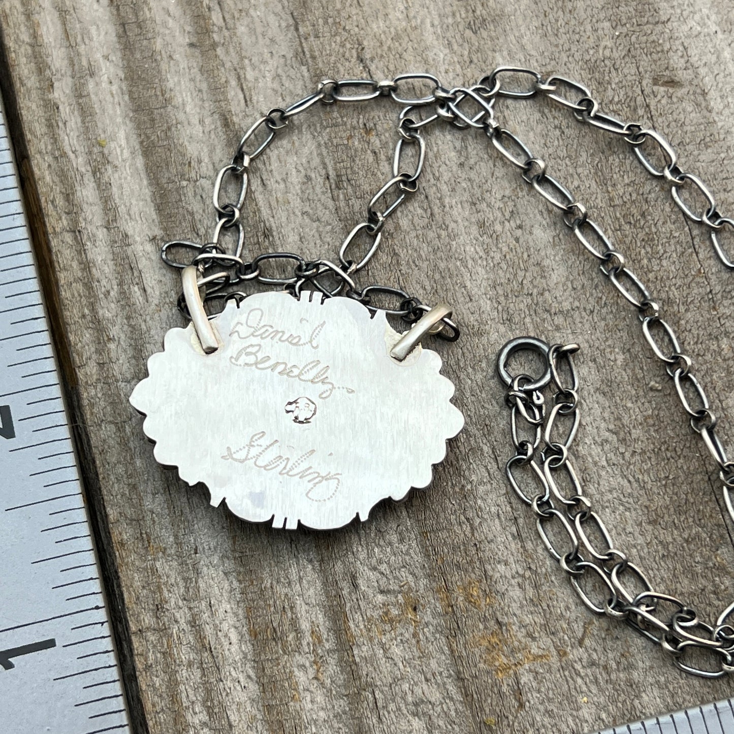 18" Kingman Spiderweb Turquoise Necklace Sterling silver Navajo Daniel Benally 604