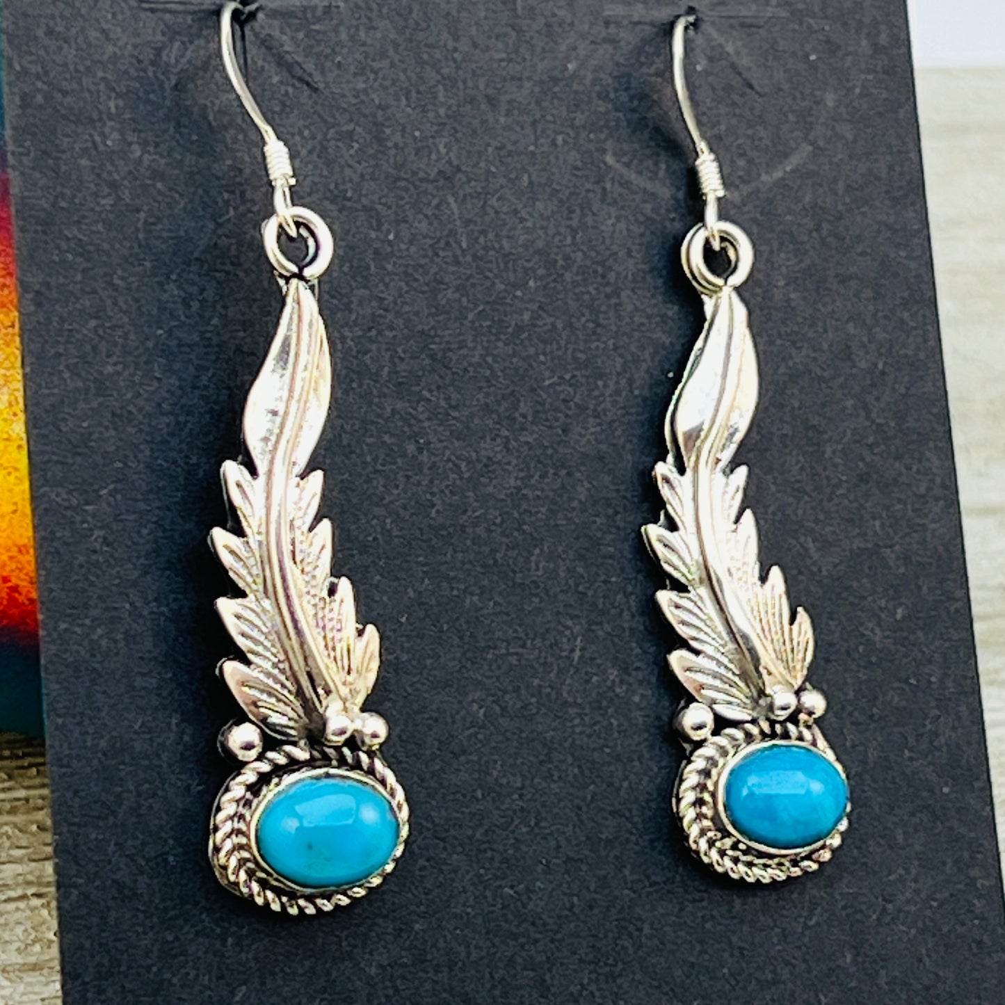 Turquoise  earrings sterling silver Rita Largo Navajo handmade ER36