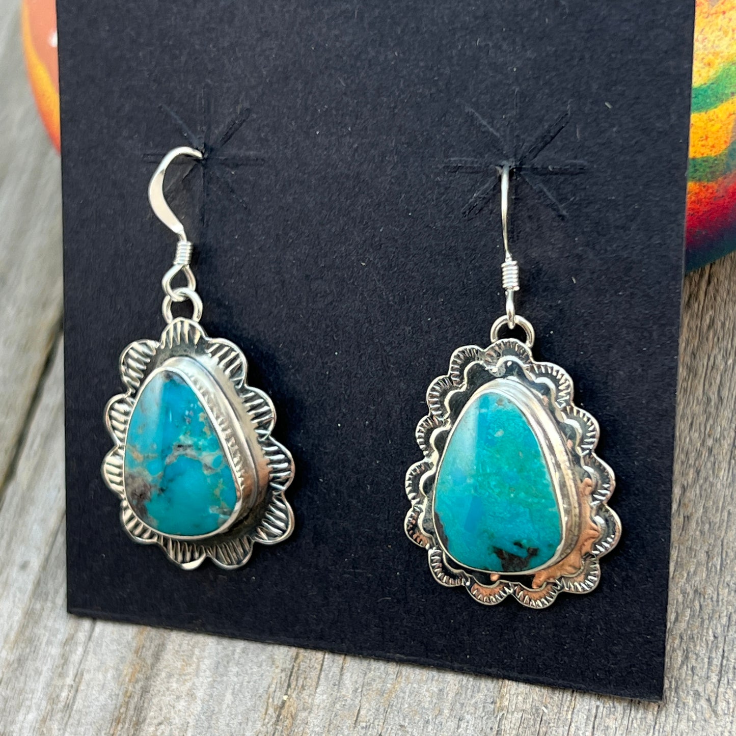 Sterling silver Teardrop Turquoise Earrings Annette Martinez Sterling Silver 846
