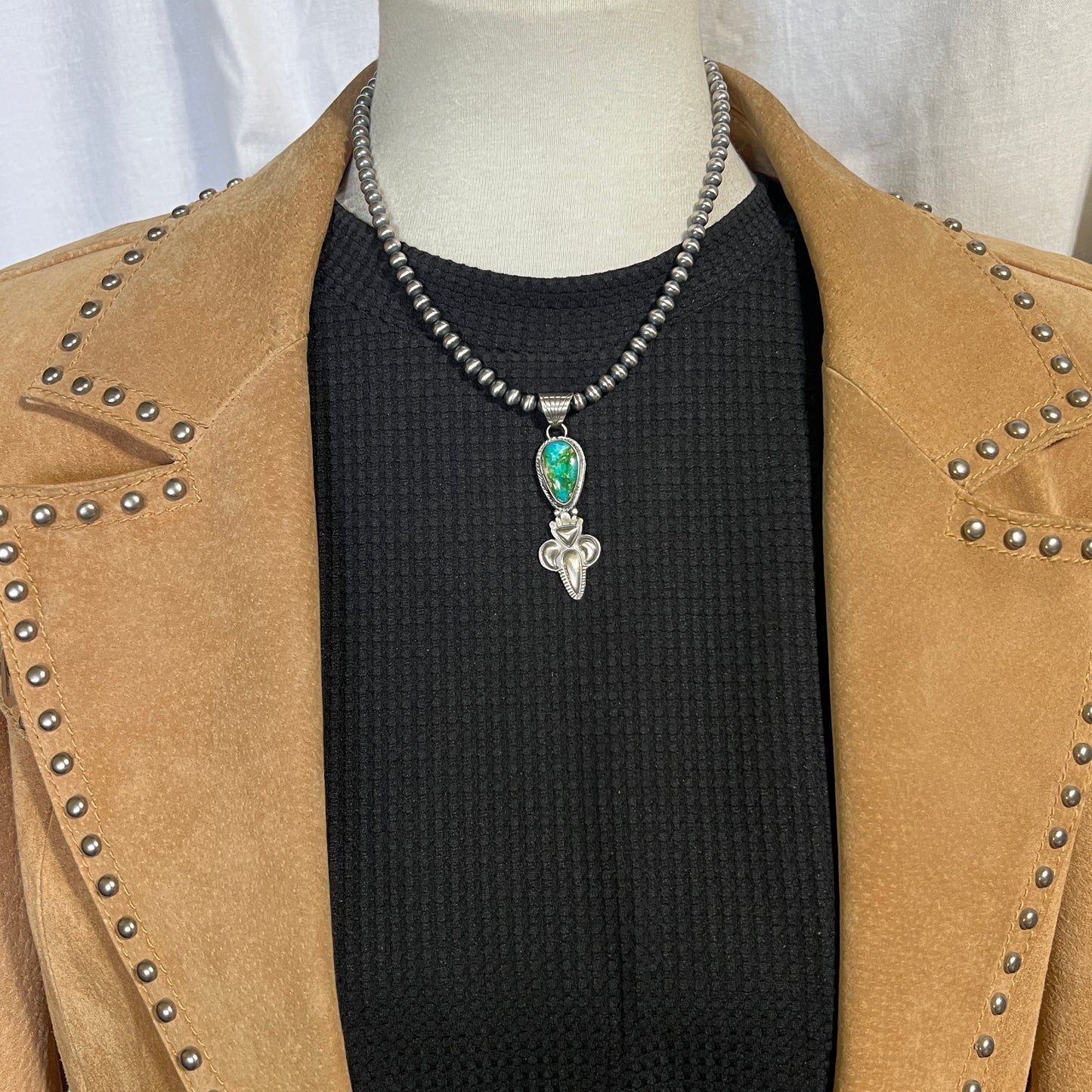 16" Sonoran Gold polychrome Turquoise  Necklace Gary Shorty Sterling Silver NK19
