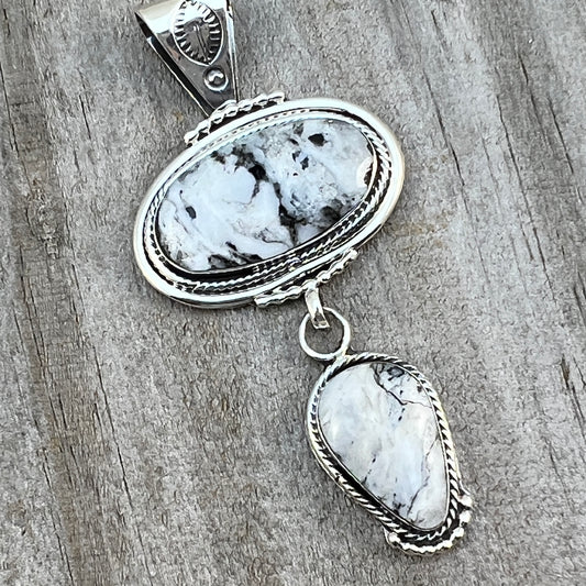White Buffalo Pendant Sterling silver Navajo Handmade Mike Smith 522