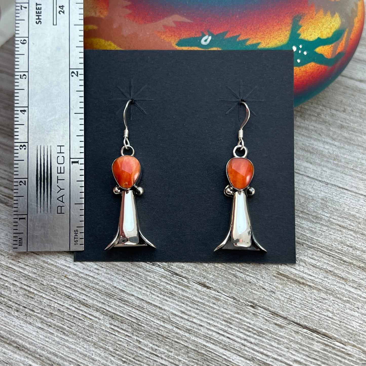 Spiny Shell Sterling silver Squash blossom earrings, Navajo handmade Dorothy Lee