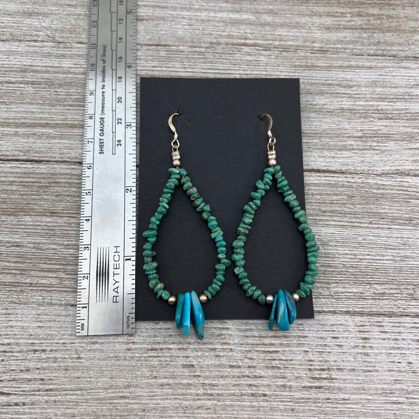 Kingman turquoise earrings 2, boho raw nuggets chips with tab turquoise jacla