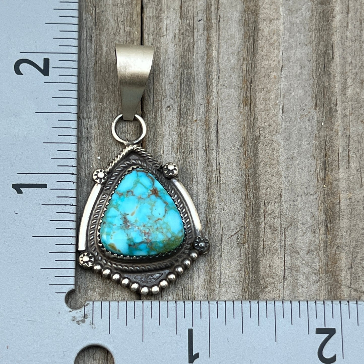 High Grade  Kingman Spiderweb Turquoise pendant sterling silver Leslie Nez Navajo 794