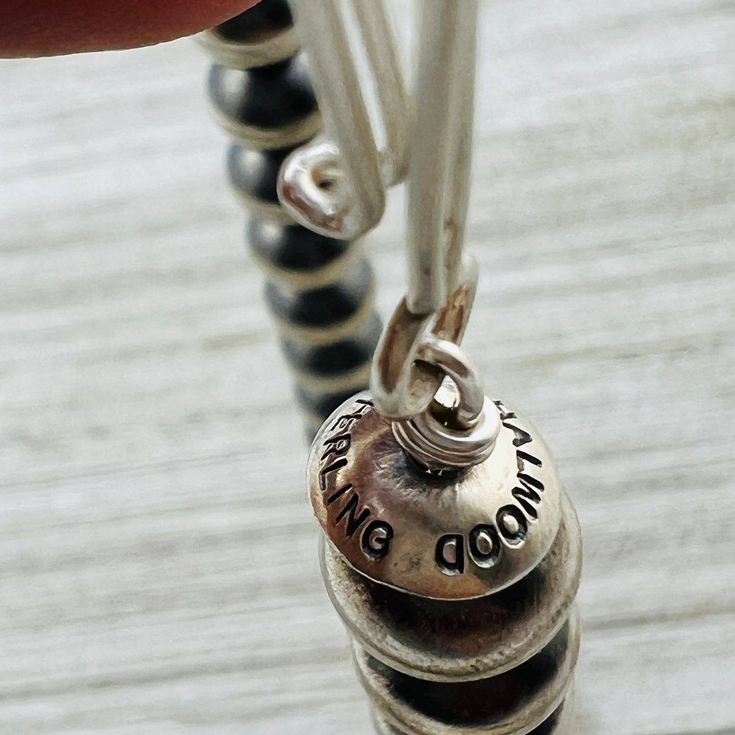 20" Sterling silver Navajo handmade 9mm round bead Pearl necklace Bryannen Halwood signed
