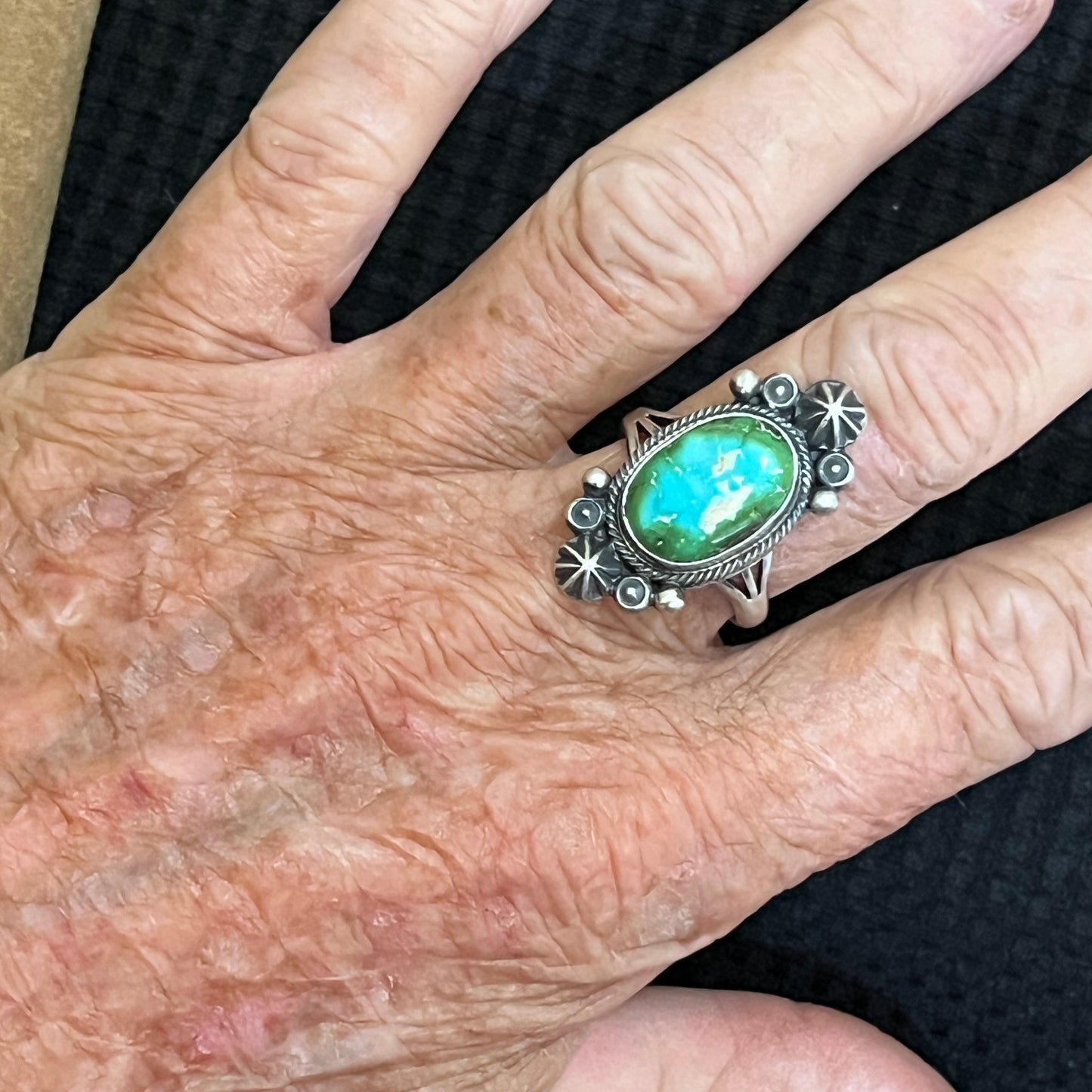 Size 9 Sonoran Gold turquoise sterling silver ring Maritta Benally 481