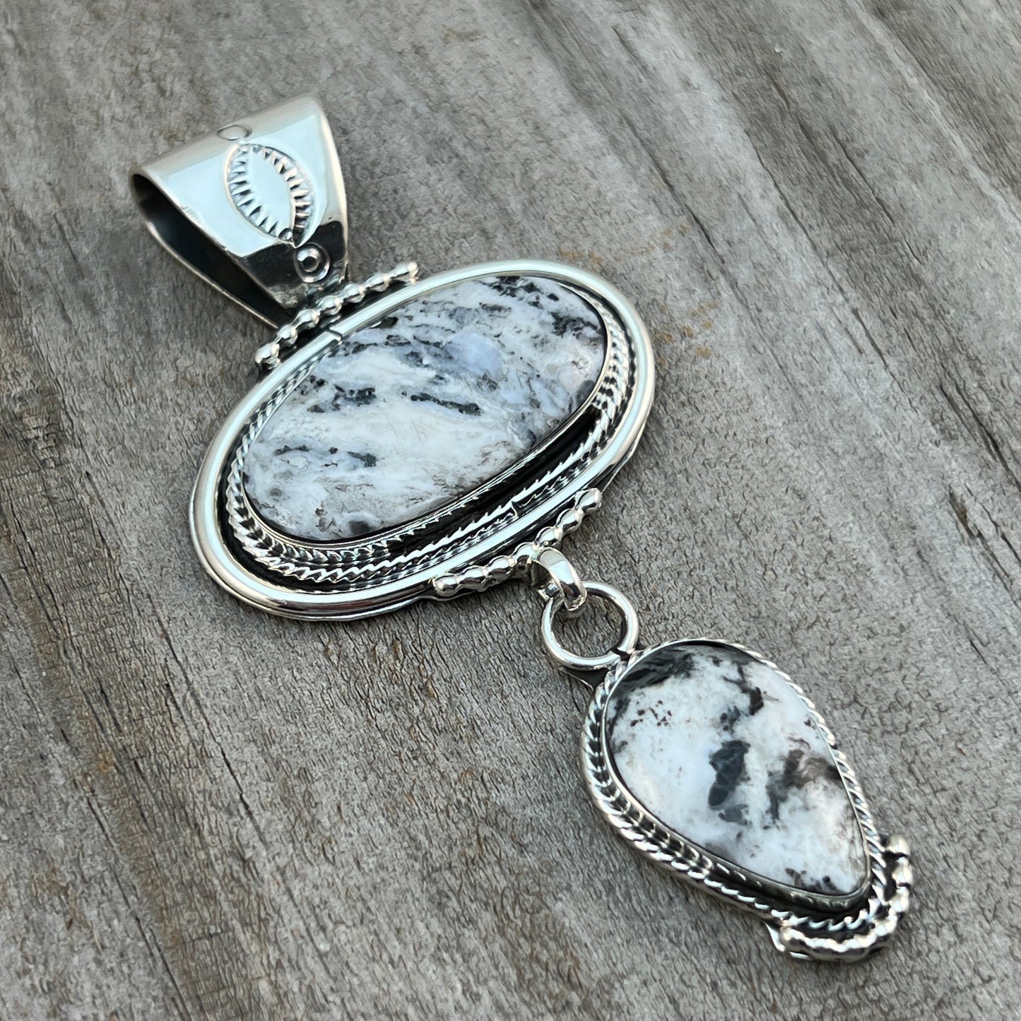 White Buffalo Pendant Sterling silver Navajo Handmade Mike Smith 524