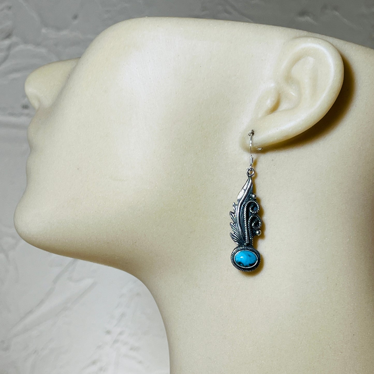 Turquoise  earrings sterling silver Genevieve Francisco Navajo handmade ER32