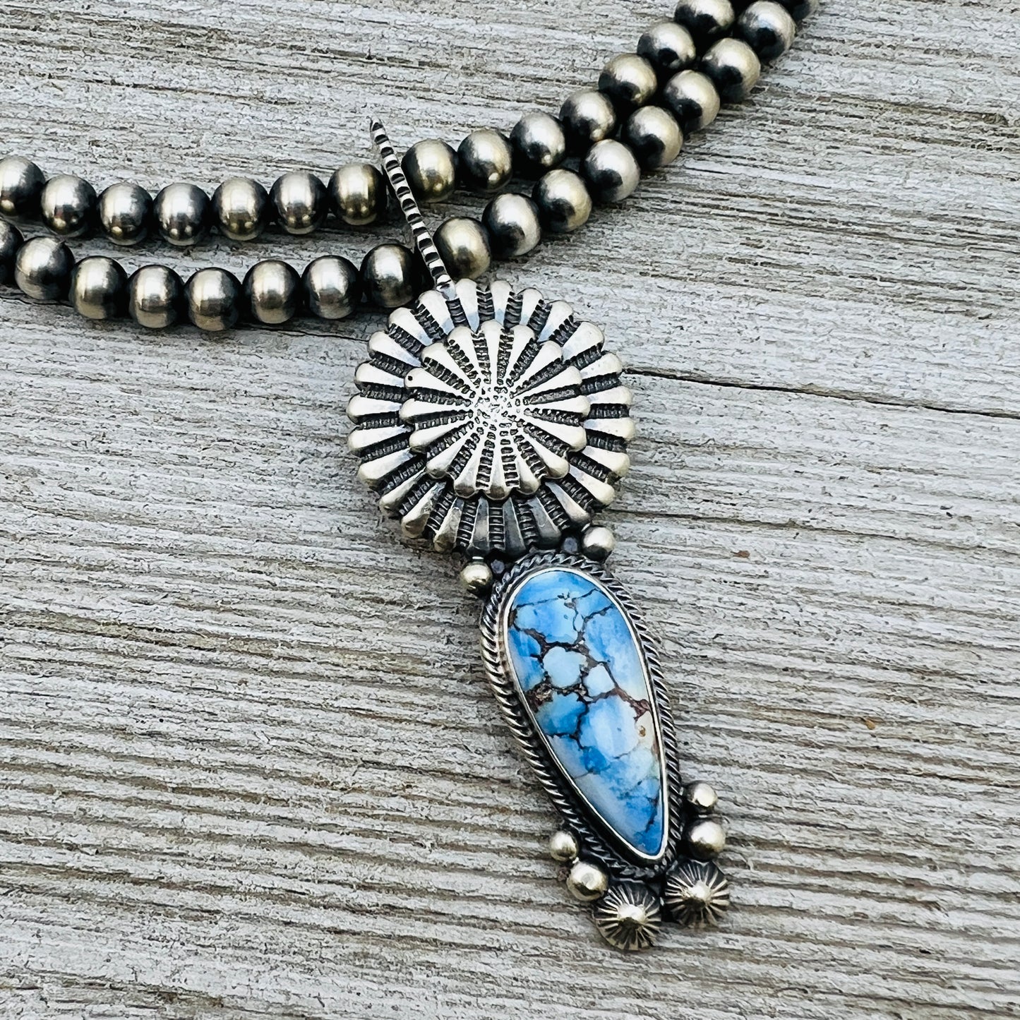 16" Golden Hills Turquoise  Necklace Tom Lewis Sterling silver NK14