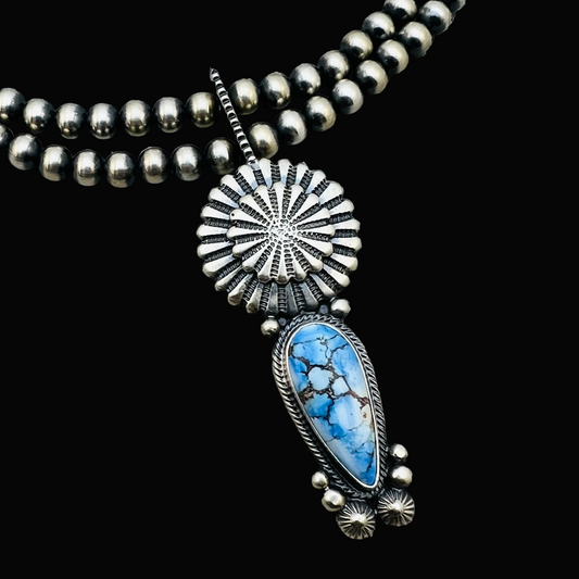 16" Golden Hills Turquoise  Necklace Tom Lewis Sterling silver NK14