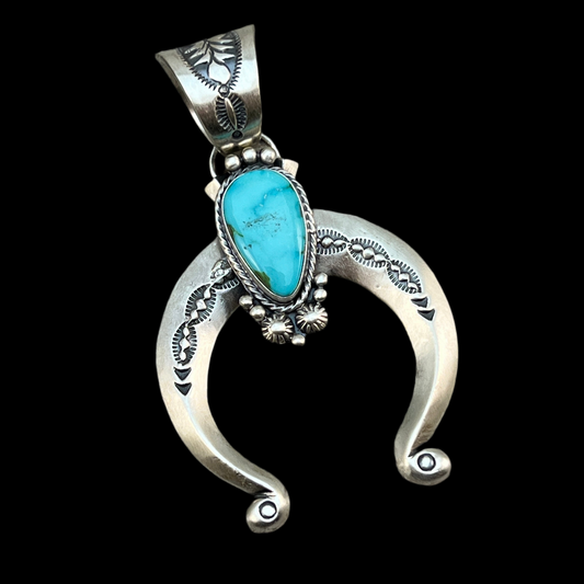 Sonoran Gold Turquoise Naja Pendant Samuel Yellowhair Sterling Silver 603