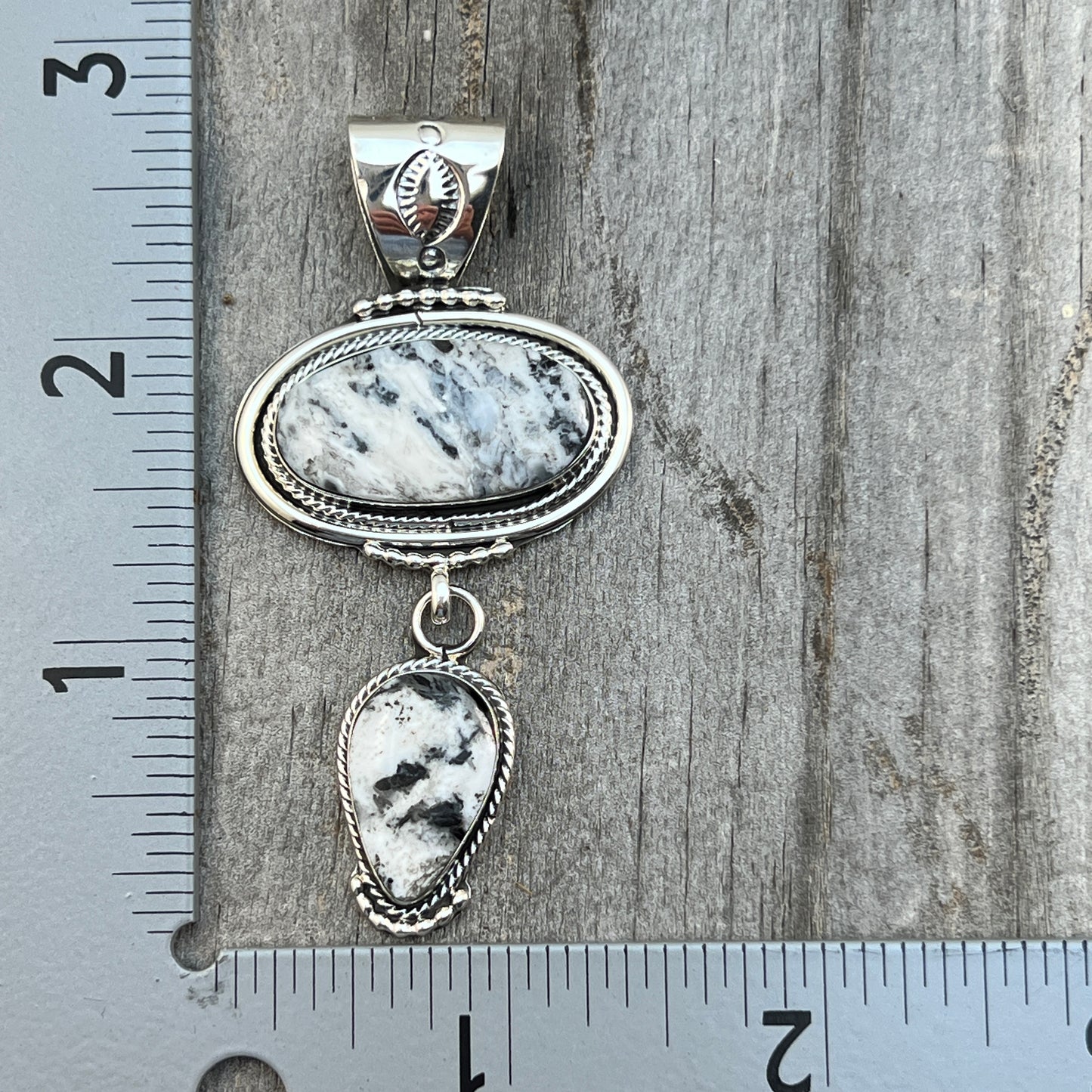 White Buffalo Pendant Sterling silver Navajo Handmade Mike Smith 524