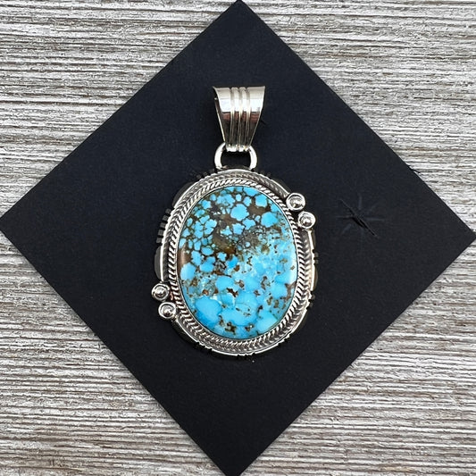 Blue Kingman Turquoise Pendant 1, Sterling Silver Daniel Benally