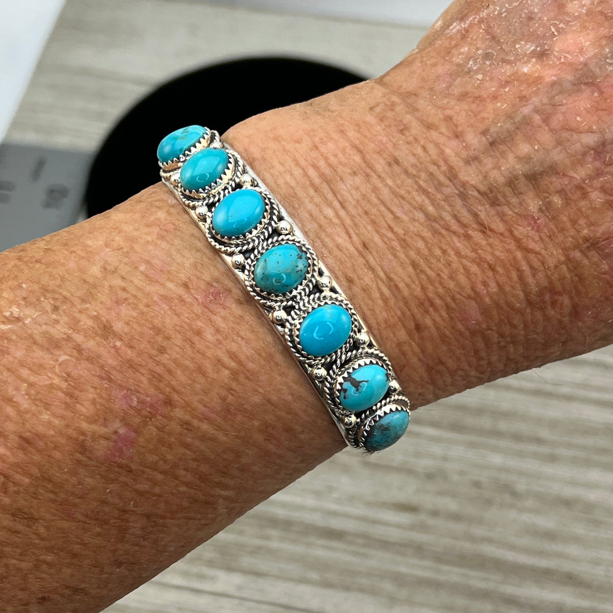 6 3/4" Campitos Turquoise Cuff Bracelet Sterling Silver Verley Betone BR41
