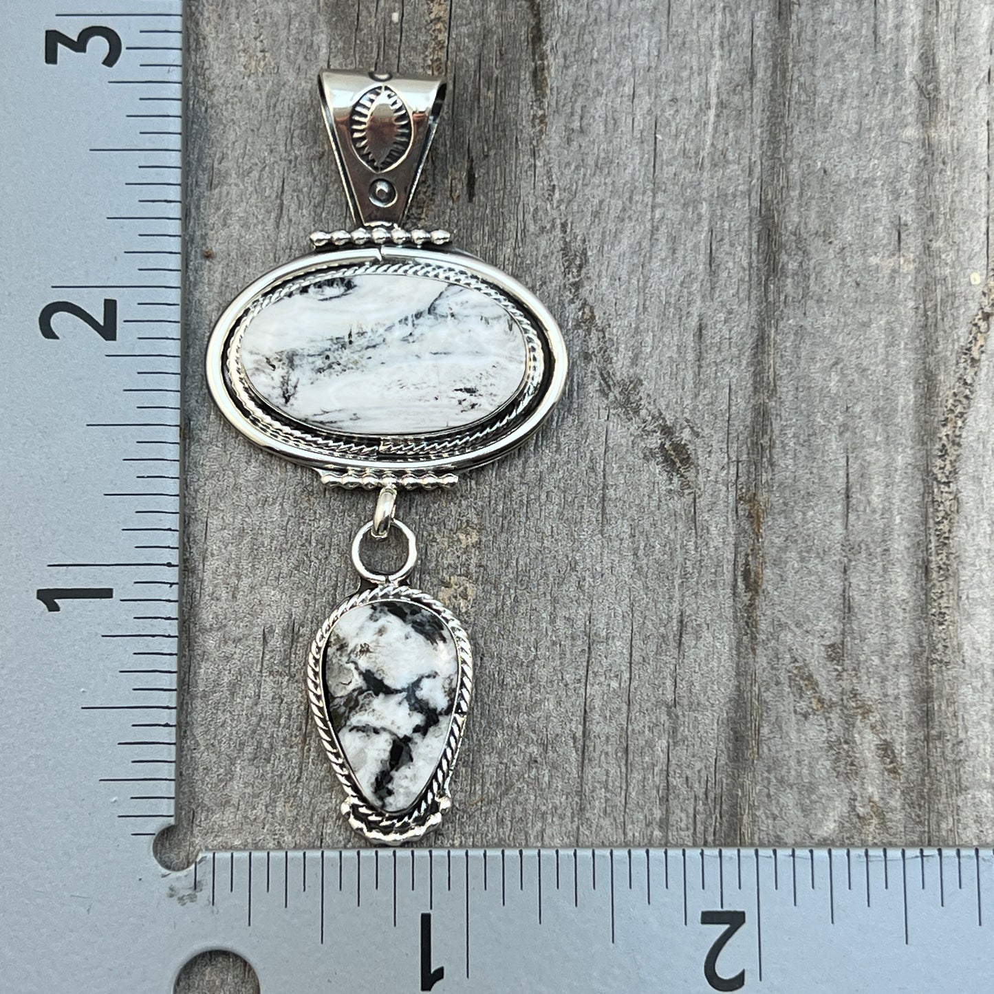 White Buffalo Pendant Sterling silver Navajo Handmade Mike Smith 521