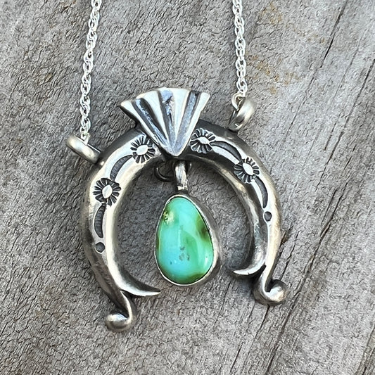 19" Sonoran Turquoise Naja Necklace Sterling silver Navajo Gary Shorty 565