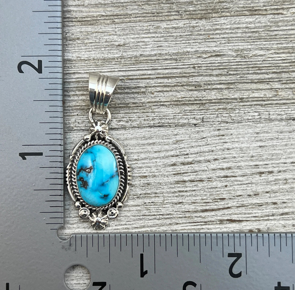 Blue kingman turquoise pendant Daniel Benally Sterling 253