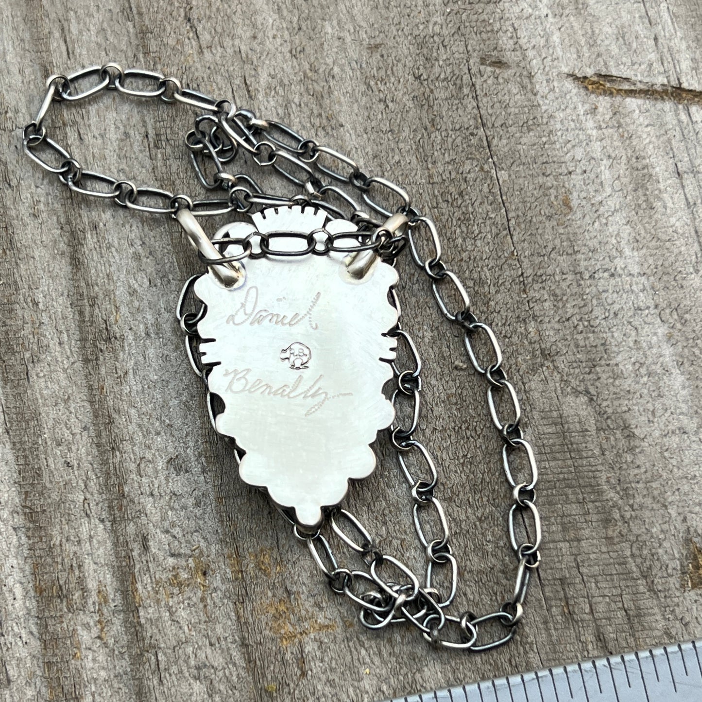 18" Kingman Spiderweb Turquoise Necklace Sterling silver Navajo Daniel Benally 603