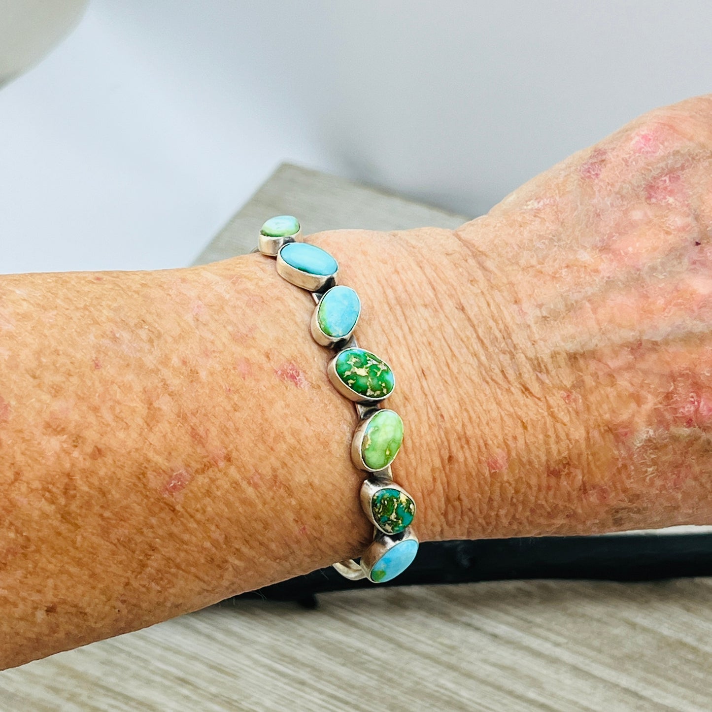 6 1/2" Sonoran Gold polychrome Turquoise cuff bracelet sterling silver Verley Betone BR23