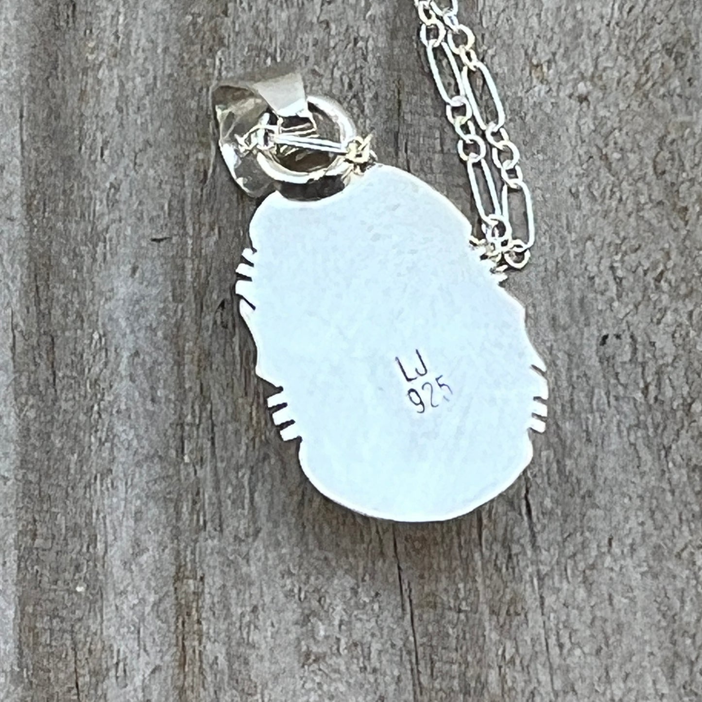 18" Sterling silver #8 Spiderweb turquoise necklace pendant Lucy Valencia Navajo 622