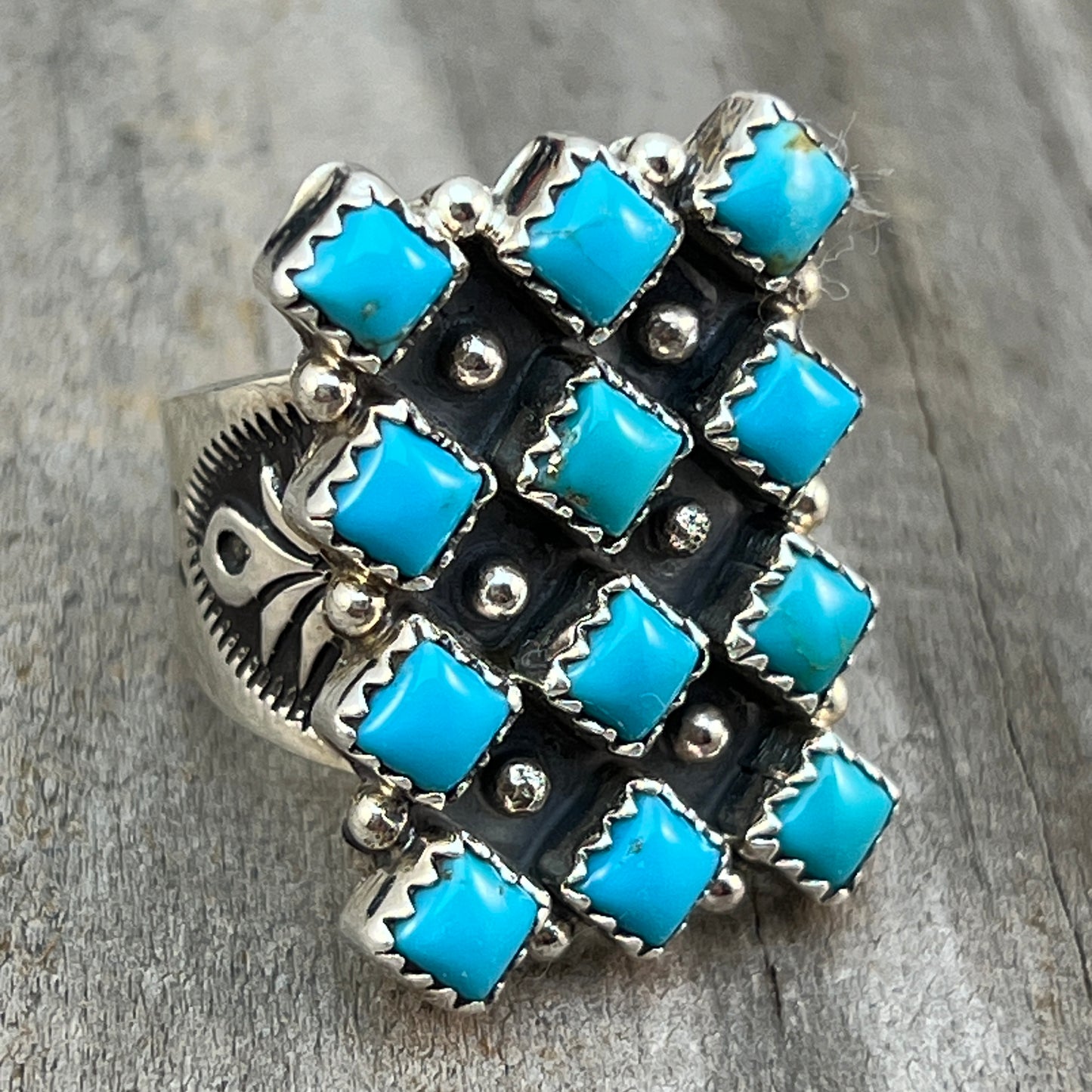 Size 6 Blue Kingman Turquoise Ring Sterling Silver handmade Verley Betone 541