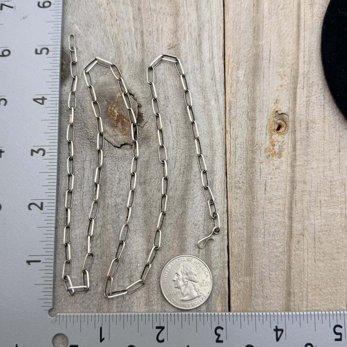 24" Sterling Silver Navajo Handmade Paper Clip Link Chain necklace Sally Shurley CH3-24