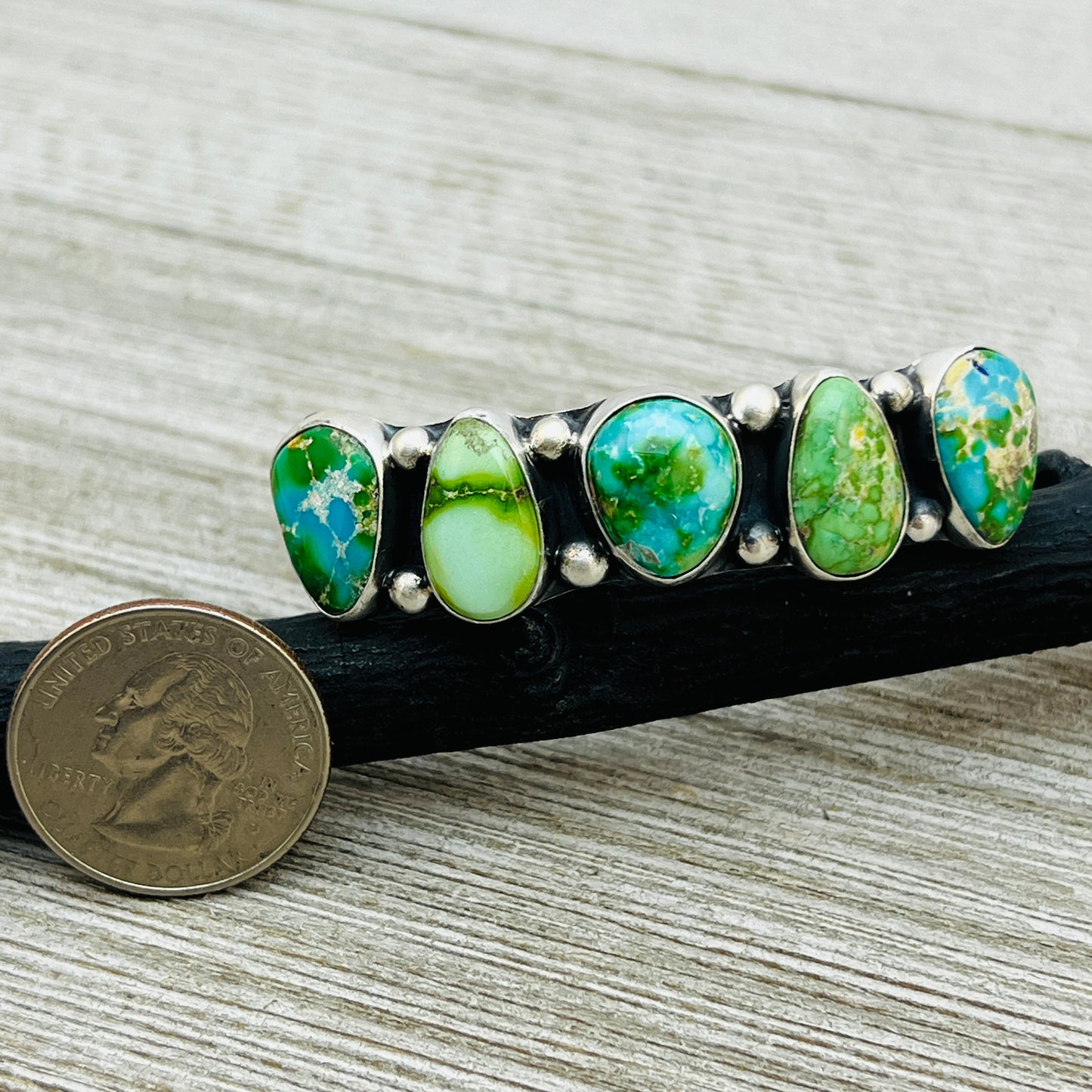 6 1/8" Sonoran polychrome Turquoise cuff bracelet sterling silver Darrell Morgan BR27