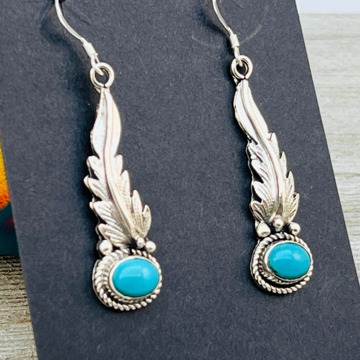 Turquoise  earrings sterling silver Rita Largo Navajo handmade ER38