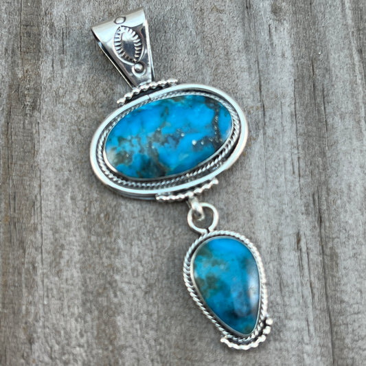Turquoise Pendant Sterling silver Navajo Handmade Mike Smith 528