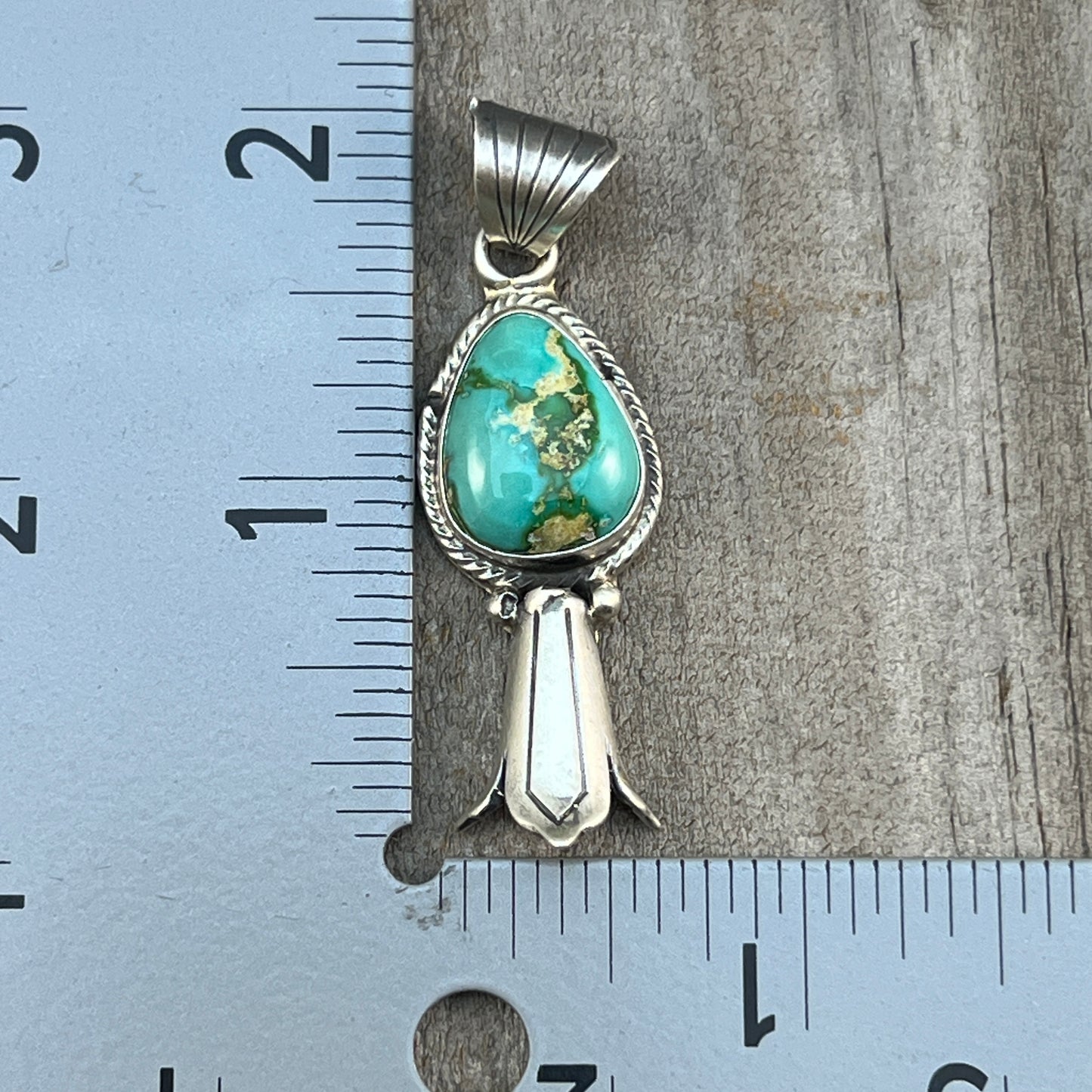 Sonoran Gold Turquoise Squash Blossom Pendant Adrienne Gordon Sterling Silver 498