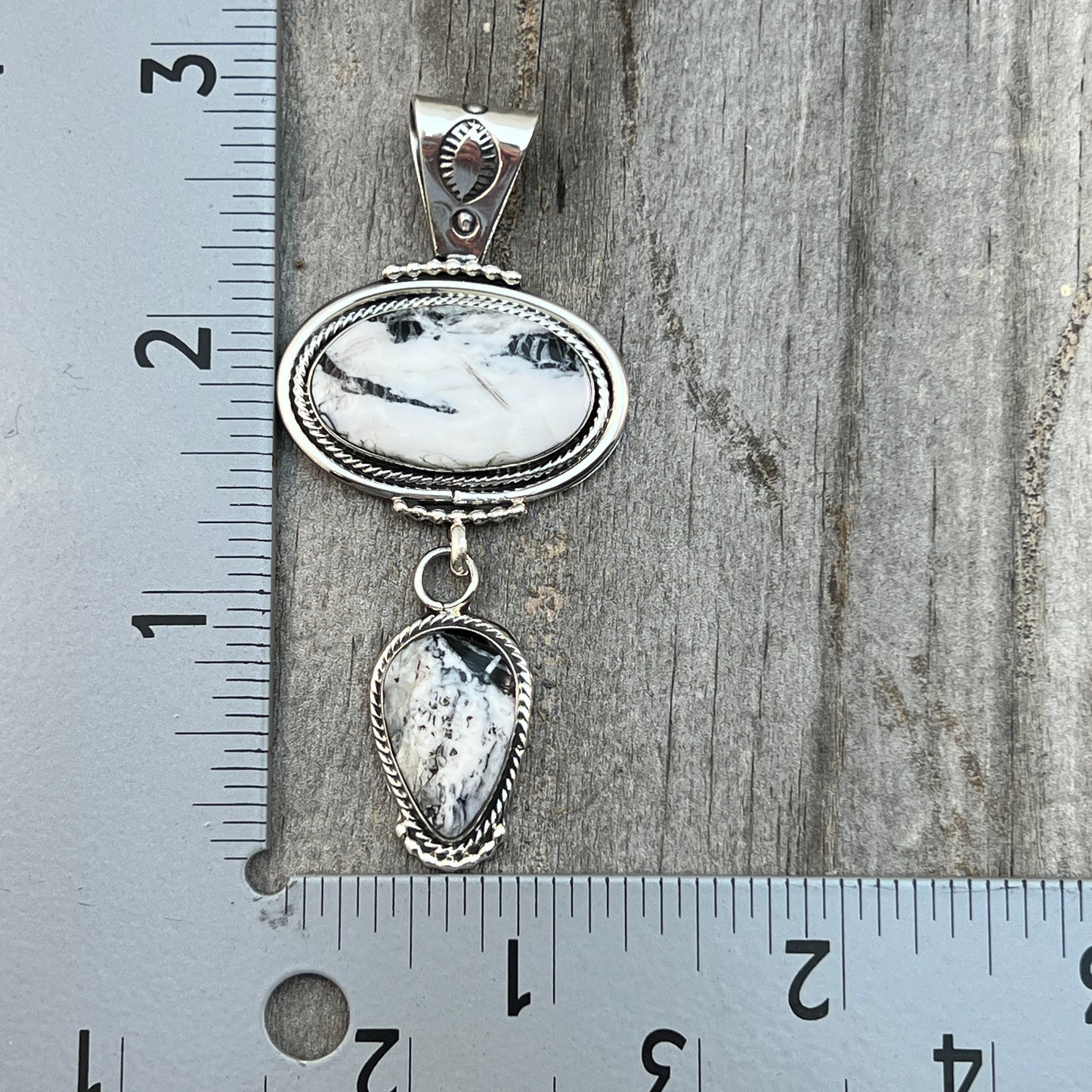 White Buffalo Pendant Sterling silver Navajo Handmade Mike Smith 517