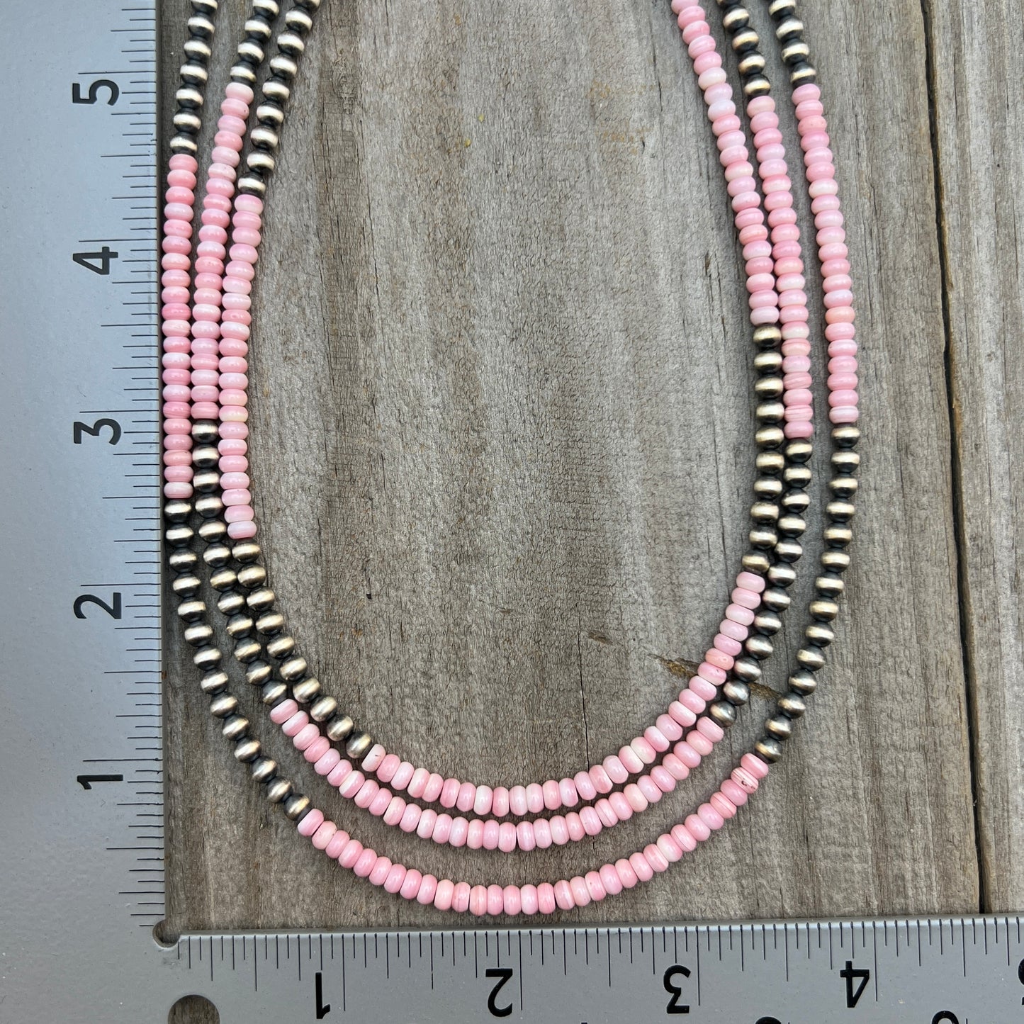 Real 925 sterling silver 4mm Pink Conch Necklace Oxidized Pearl Western BOHO Jewelry
