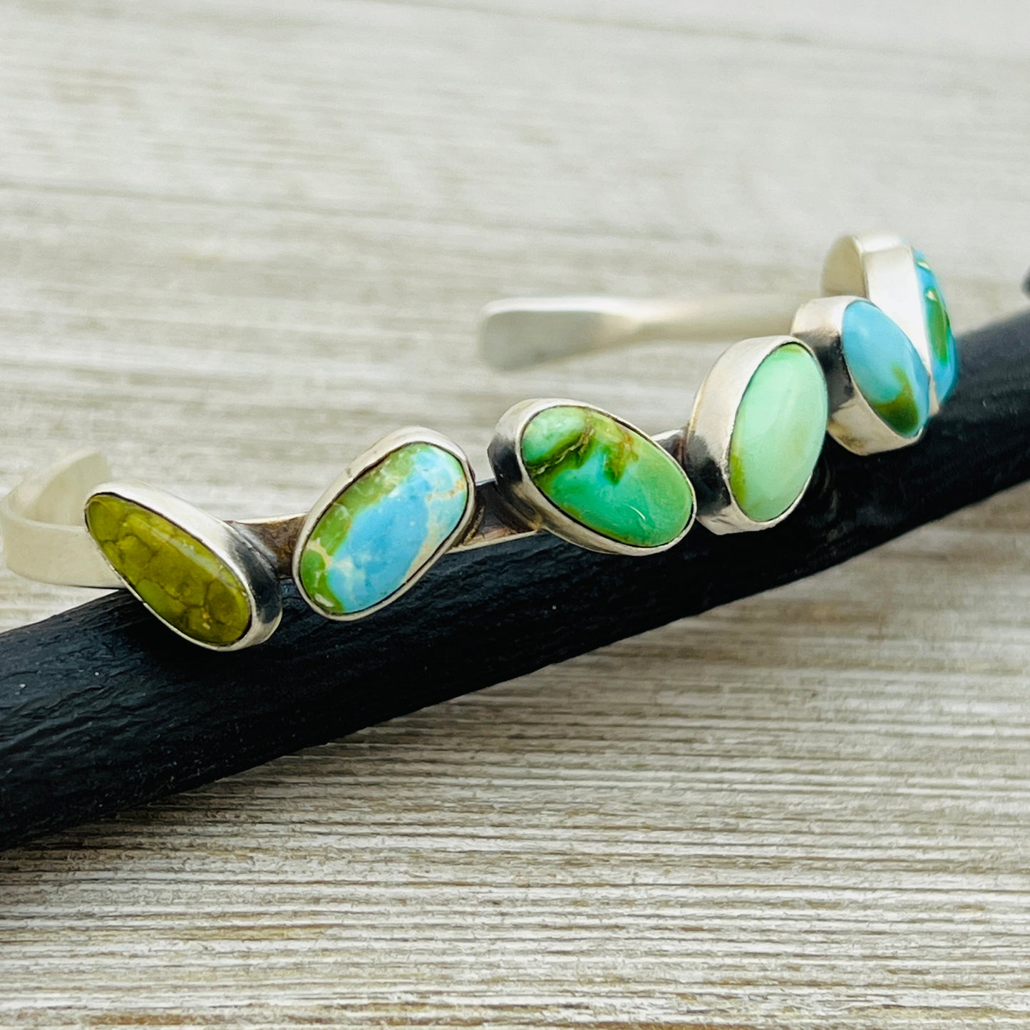 6 1/2" Sonoran Gold polychrome Turquoise cuff bracelet sterling silver Verley Betone BR24