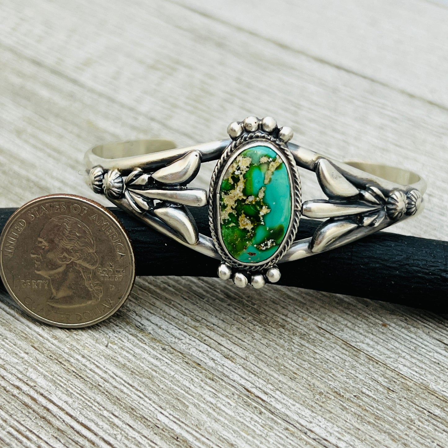 6 1/4" Sonoran Gold polychrome Turquoise cuff bracelet sterling silver Bobby Platero BR12