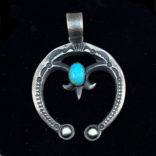 Tufa Cast Naja pendant sterling silver turquoise Navajo Eva and Linberg Billah 3
