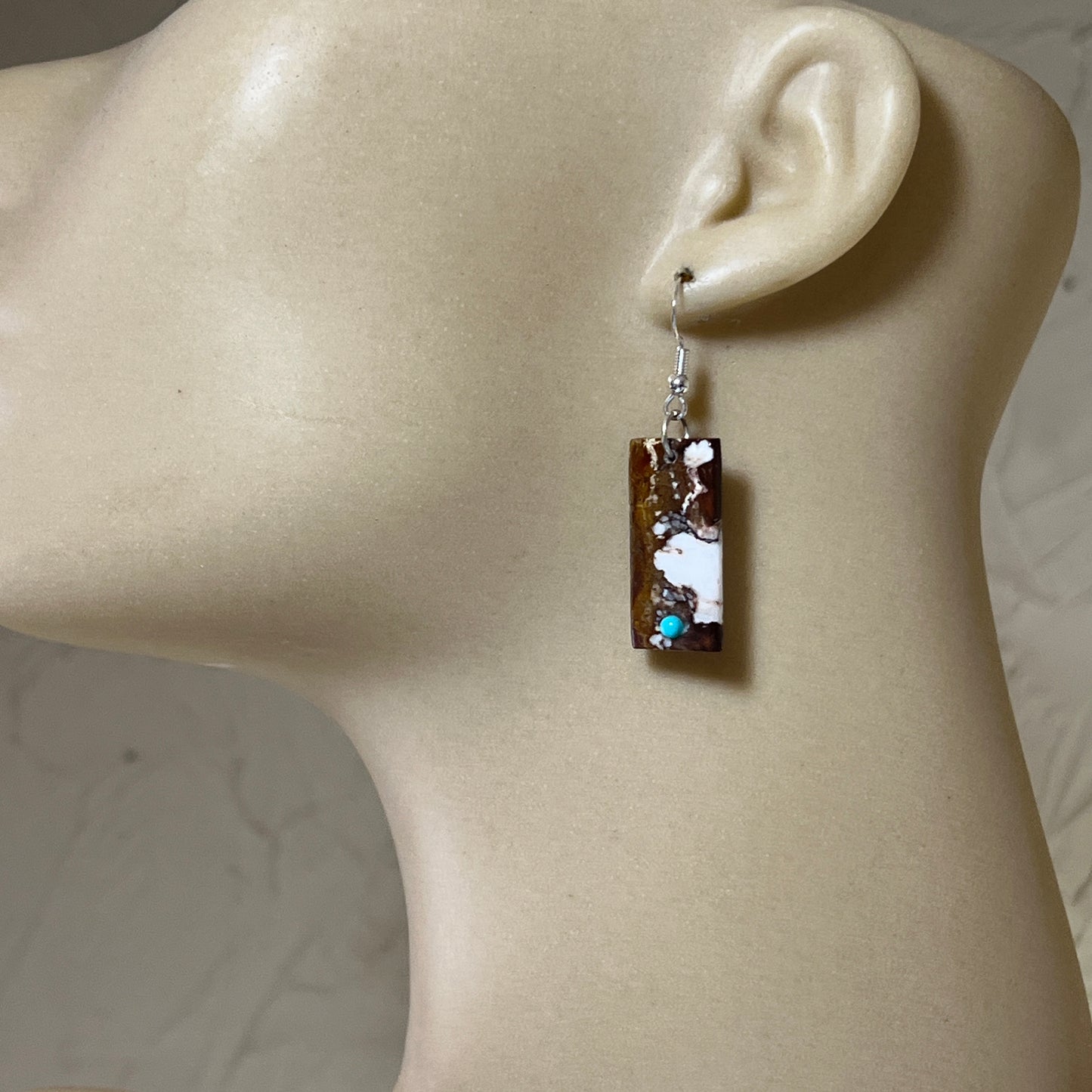 Wild Horse Slab Earrings Turquoise Zuni handmade Jesus Espino 675