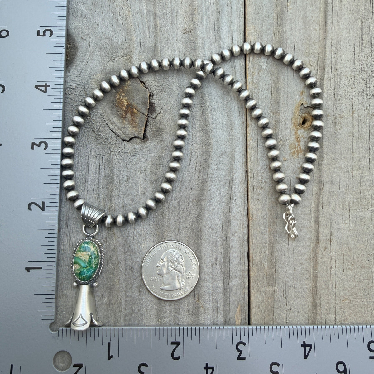 16" Sonoran Turquoise Squash Blossom Necklace Sharon McCarthy Sterling silver NK49